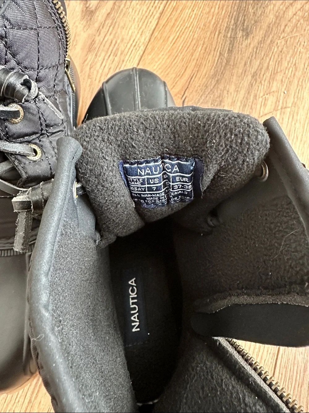 Nautica Black Waterproof Lace-Up Duck Boots